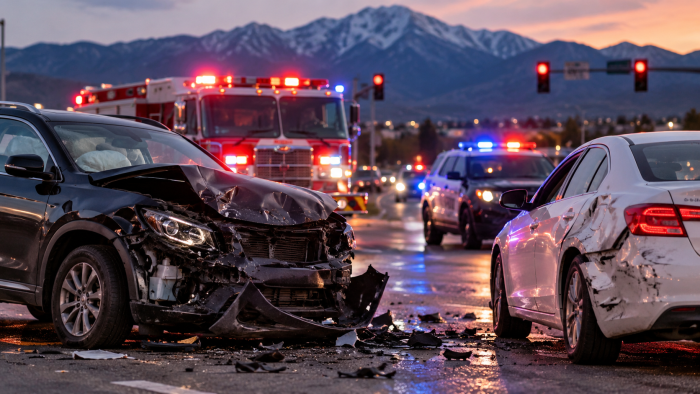 Breaking news graphic for fatal crash at Constitution Avenue and Murray Boulevard in Colorado Springs on October 3, 2026
