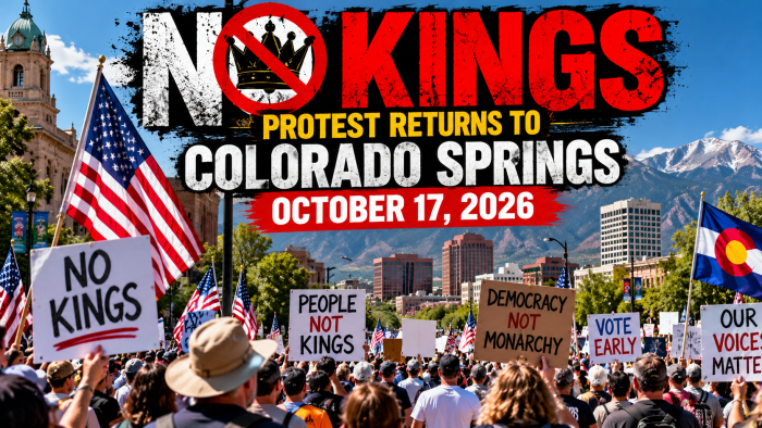 No Kings protest in Colorado Springs ahead of the October 17, 2026 demonstration