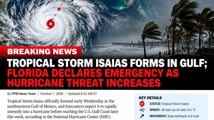 Tropical Storm Isaias forecast over the Gulf of Mexico as Florida declares a state of emergency ahead of a potential hurricane landfall.